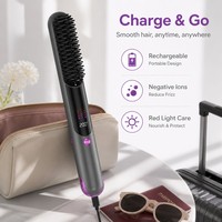 Sikat Pelurus Rambut Keramik Anti-scald Torlin Dual Use, Sisir Panas Keriting, Tanpa Kabel, Dapat Diisi Ulang