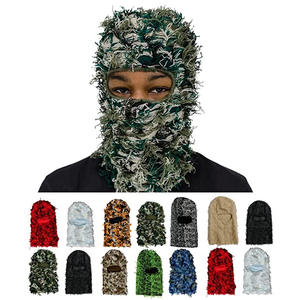 HK44 Camo Ski maske Voll gesicht Wind dichte Sturmhaube im Freien Distressed Knitted Veracap Grassy Winter Beanie Hat - Product Image 2