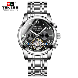 Montre mécanique automatique de haute qualité de 38 mm, calendrier perpétuel, affichage lumineux, fond transparent, montre en acier inoxydable - Product Image 1