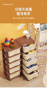 Organisateur de jouets pour enfants à 6 niveaux, armoire à roulettes en <span class=keywords><strong>plastique</strong></span> avec <span class=keywords><strong>12</strong></span> <span class=keywords><strong>tiroirs</strong></span> de rangement, commode pour vêtements de bébé pour la chambre à coucher - Product Image 5