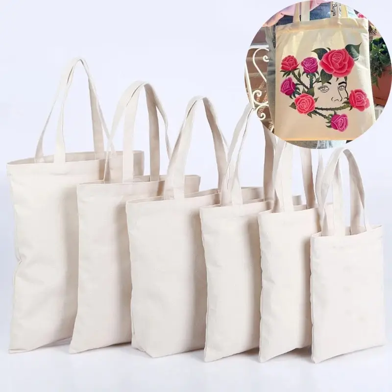 ส่วนบุคคลโลโก้ที่กําหนดเองผ้าใบถุงช้อปปิ้งนํามาใช้ใหม่ร้านขายของชําไหล่ Eco Cotton Tote Bag สําหรับช้อปปิ้ง