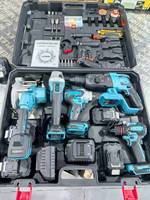 Kit combiné d'outils électriques sans fil professionnels 4-en-1 sans balais, batterie lithium 21V, meuleuse, perceuse, marteau, clé à chocs, ensemble industriel