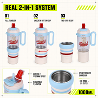 Zwei-in-Eins 1000ML OEM ODM 316 Edelstahl Lebensmittelqualität Trinkbecher mit Strohhalm und Früchtetee-Infuser