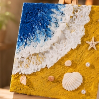 Peinture à l'huile 3D par numéros DIY, animaux de dessin animé, tissu carré, coquillages de plage, cadeaux de plage personnalisables