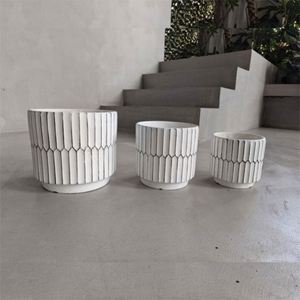 Macetas y Jardineras Decorativas Redondas Nórdicas de Cemento para Interiores, Grandes, Artificiales, para el Hogar - Product Image 5