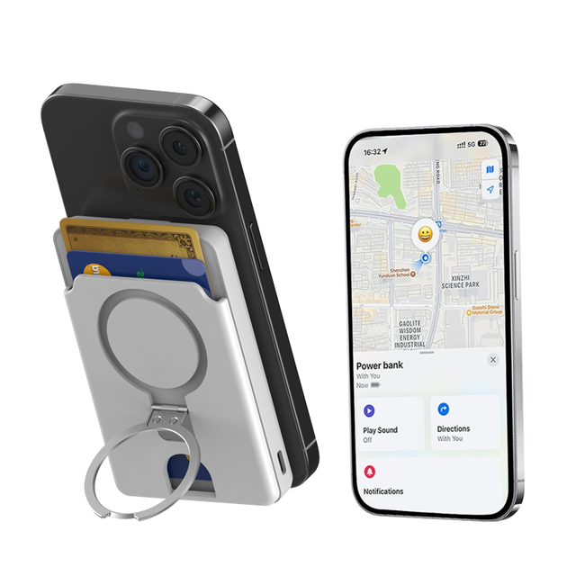 High Quality Aluminum Alloy Magnetic Power Bank Card Wallet Tracker Wireless Charging Fast Charging Portable OEM/ODM Phone