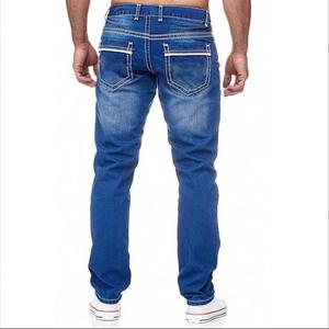 Erkek rahat çift hat Denim kot orta bel açık koyu yıkama cepler yumuşatıcı kumaş su geçirmez bahar yaz sonbahar - Product Image 5