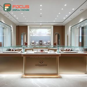 Luxury Mall Jewelry Display Case Wood Frame Brand Store Glass Showcase - Product Image 3