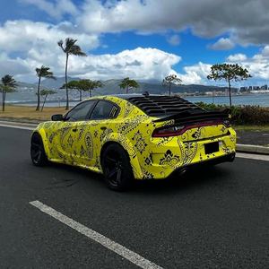 CARKOO <span class=keywords><strong>160g</strong></span> PVC Envoltura de vinilo Amarillo y Negro Brillante Carrocería Graffiti Decoración Vinilo automotriz - Product Image 2