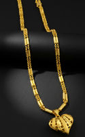Collier unisexe en laiton plaqué or 24 carats de Dubaï, pendentif cœur pêche, style luxe, chaîne à maillons