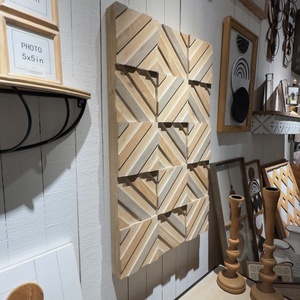 All'ingrosso rustico geometrico Splicing in legno forma <span class=keywords><strong>rettangolare</strong></span> oggetto colorato casa <span class=keywords><strong>soggiorno</strong></span> in legno arte decorazione appesa a parete - Product Image 2
