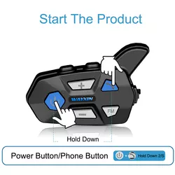 Intercomunicador BT para casco de motocicleta, 1200M, FM, impermeable, interfono - Product Image 2