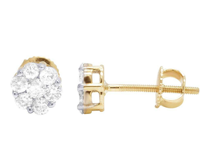 Exclusive <b>Silver</b> Round Cut Lab Grown Diamond <b>Stud</b> Earrings in 10K Gold Fine Jewelry for Wedding Luxury Events - Product Image 3