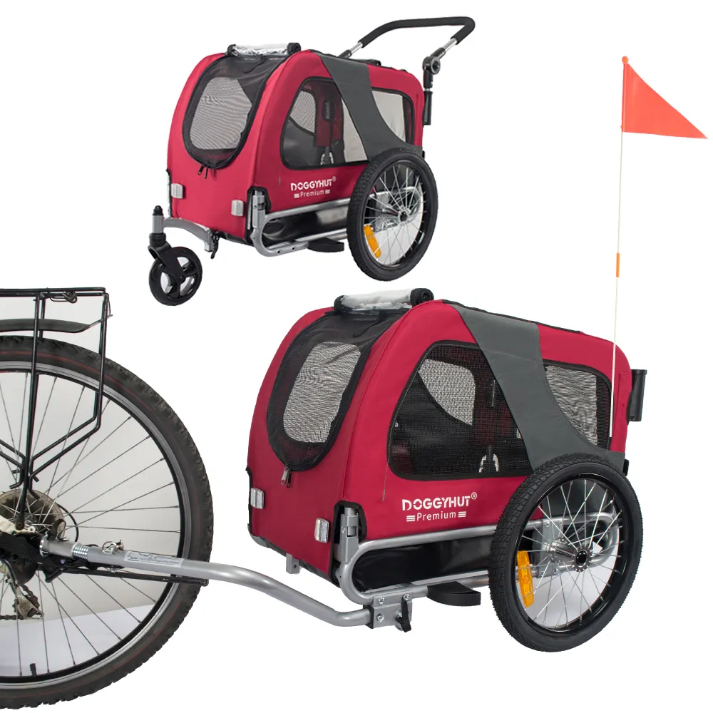 Foldable Pet Bicycle Trailer Dog Bike Trailer and Stroller 2 in 1 OEM Service Doggyhut brand