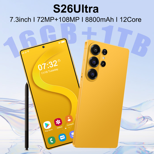Hot Sale 16+1TB S26Ultra Rear Camera Mobile Phones Cell Phone Dual SIM Card New 5G Smartphones