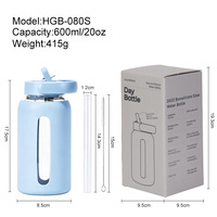 Gobelet en verre monocouche portable de 600 ml avec échelle graduée, manchon en silicone résistant à la chaleur et paille – Cadeau d'affaires pour grossistes