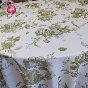 P036 -120 <span class=keywords><strong>Nappes</strong></span> en polyester personnalisées avec logo, imprimées à la main en vert sauge, rondes et rectangulaires, fabriquées en Chine - Product Image 3