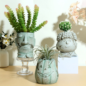 Nordic Resin Flower Pot With Face Design For Indoor Desktop Plant Decoration - Product Image 3