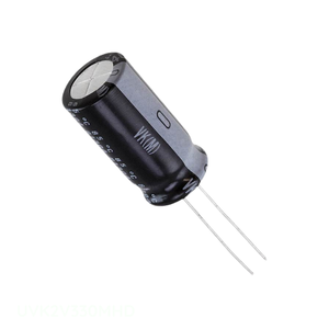 Condensador de canal del fabricante, de orificio pasante, de aluminio, 33uF 20% 350V, radial TH, 33 uF UVK2V330MHD - Product Image 1