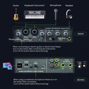 Tarjeta de Sonido Q24 Pro USB para Estudio de Grabación, con Micrófono Phantom de 48v, Interfaz Mezcladora de Audio Estéreo para Estudio en Casa, Venta al Por Mayor - Product Image 4