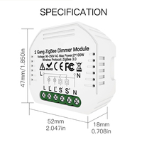 Módulo regulador de intensidad Zigbee LangYeao de 1/2 canal, 100W, instalación oculta, compatible con Alexa y Google Home, regulación continua del 0%-100%