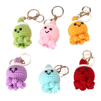 Porte-clés pieuvre en fourrure de renard faite main, breloque de sac mignonne, amigurumi doux, écologique, mode, dessin animé, couleur personnalisée, vente en gros