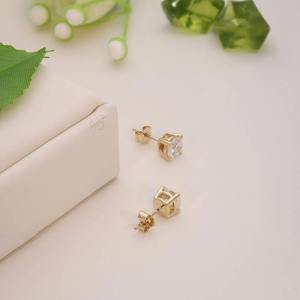 Boucles d'oreilles clous en diamant rond de laboratoire 2 carats_ Or jaune 14 carats - Product Image 4