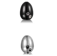 Köpek/kedi pençe baskı kremasyon Urn Pet külleri için 316L paslanmaz çelik yumurta şekli Mini Urn anıt takı 4 renk külleri madalyon
