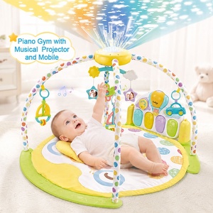 Tapis d'éveil pour bébé <span class=keywords><strong>avec</strong></span> piano et projecteur étoilé, jouets sensoriels suspendus, ensemble cadeau pour nouveau-né - Product Image 1