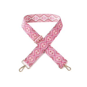 Cinghia per borsa in tessuto da 5 cm, triangolare a quadretti rosa, per borsa a mano - Product Image 1