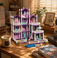 Ensemble de blocs de construction créatifs pour enfants - Jouet éducatif à assembler soi-même avec des briques colorées, jeu de rôle imaginatif, cadeau violet