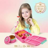 Boîte à lunch bento pour enfants, 4 compartiments, récipient de qualité alimentaire, anti-fuite, avec bol à soupe, repas scolaire portable pour les étudiants