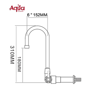 Aqua Systems Modern Wall-Mounted Kitchen Faucet Single Handle Polished <b>Chrome</b> Ceramic Valve 6-7.9in Height - Product Image 2