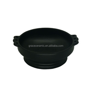 Bol en céramique classique <span class=keywords><strong>noir</strong></span> <span class=keywords><strong>mat</strong></span> pour plats traditionnels éthiopiens Tabia et Shekla, plat à viande éthiopien pour KITFO - Product Image 1