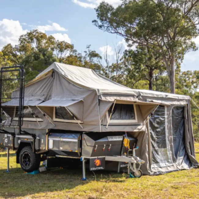 Customised large space caravan camping Travel camper trailer with Waterproof sleeper berth triple camp kitchen system