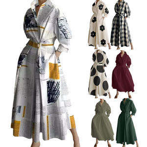 Hot Popular Plus Size Commuting Fashion POLO Collar Long Sleeves Loose Hem <strong>Dress</strong> Fashion High Waist Flowy Maxi <strong>Dress</strong> for Women - Product Image 6