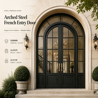 Porte de séparation en acier noir, porte française, porte vitrée avec rupture de pont thermique, taille personnalisée, fabricant OEM Chine