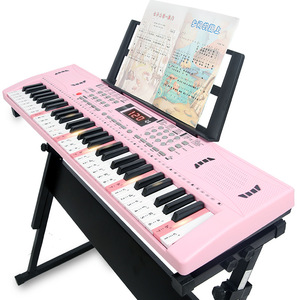 Clavier électronique 61 touches rose, jouet musical pour enfants, apprentissage du piano avec support et porte-partitions - Product Image 1