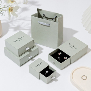 Çevre dostu karton kağıt sürgülü çekmece mücevher kutusu yüzük küpe bilezik kutusu kolye için ambalaj kutusu-takı - Product Image 1