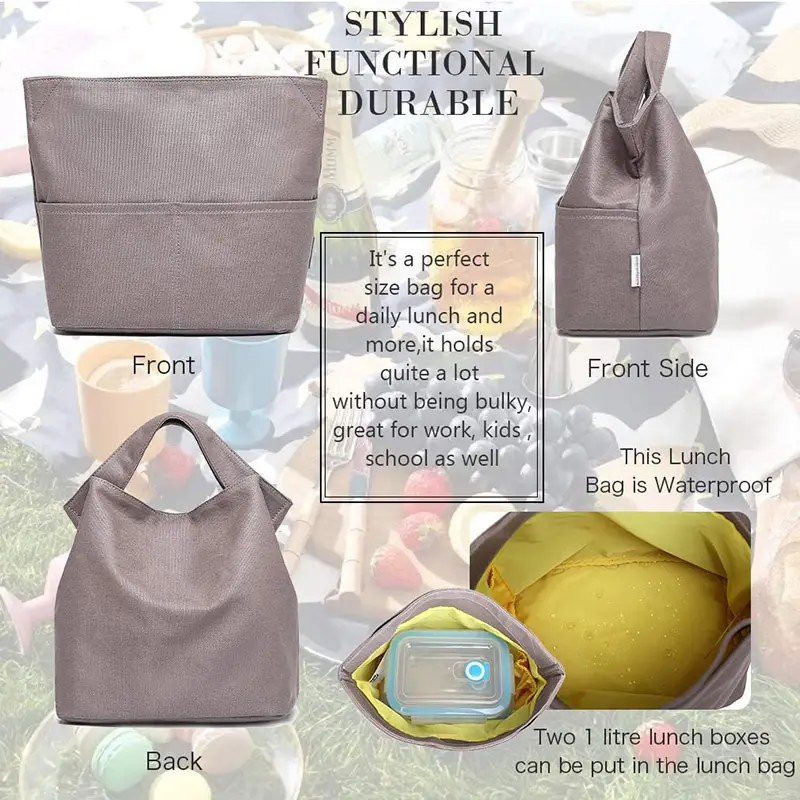 الأزياء قابلة لإعادة الاستخدام للماء صديقة للبيئة القطن قماش الاطفال الغداء أكياس قابلة لإعادة الاستخدام حقيبة قطنية للنساء