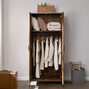 Armarios de Estilo Industrial Retro SENYU con 2 Puertas y Barra para Colgar, Patas de Madera y Metal, Armario para Ropa, Muebles para Dormitorio - Product Image 4