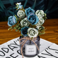 Rose artificielle à 5 pétales en soie, fleur de mariage réaliste aux couleurs d'automne, décoration pour la maison, l'hôtel, les événements et les fêtes