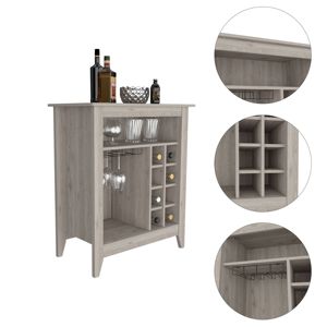 DB New Canaan Gabinete Bar Gris Claro 6 Botellas 1 Cajón 1 Estantería - Product Image 3