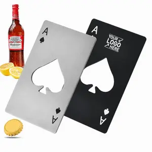 Özel Logo paslanmaz çelik bir Winemaker şişe açacağı oyun kartları Spades şişe açacağı kredi kartı bira şişe açacağı