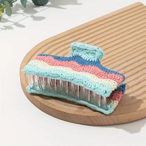 Qianjin Nova Pastoral Francês Malha Gancho Flor Cabelo Garras 12.5cm Plástico Morango Litoral Férias Estilo Tubarão Clipes - Product Image 5