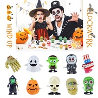 Articles de fête d'Halloween : Jouets mécaniques à remonter effrayants (fantome, zombie, sorcière, citrouille) en plastique, pour remplir les sacs surprises et les cadeaux de fête