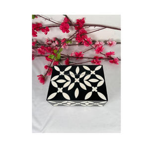 High Quality Bone Inlay MDF Ring Box Attractive Pattern Polished Velvet <b>Resin</b> Jewelry Case Drawstring Carton Export Sale Gift - Product Image 1