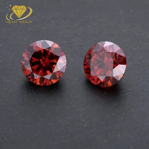 हीरे के आभूषण बनाने के लिए शीर्ष गुणवत्ता वाले गोल शानदार कट लाल गार्नेट रंग 5 मिमी 8 मिमी 10 मिमी ढीला मोइसानाइट मूल्य प्रति कैरेट