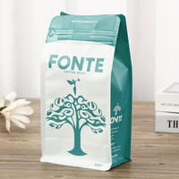 Sachet Doypack à fond carré en aluminium noir mat, imprimé avec logo personnalisé, résistant à l'humidité, pour grains de café, salades et nouilles