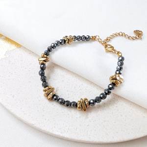 Pulsera <span class=keywords><strong>de</strong></span> Piedras Preciosas Naturales <span class=keywords><strong>de</strong></span> Hematita Personalizada, Pulsera Minimalista <span class=keywords><strong>de</strong></span> Piedras Naturales Curativas para Mujeres y Hombres, Venta al por Mayor - Product Image 5